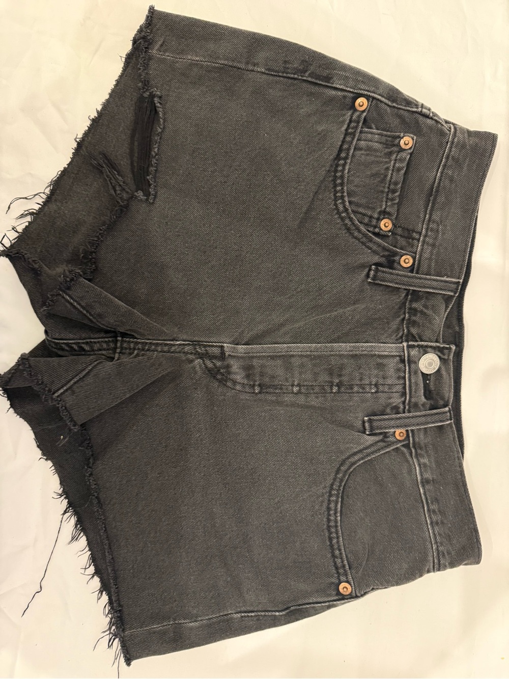 Levi’s 501 Black Cutoff Denim Shorts High Rise Frayed Hem Vintage Style. - Picture 2 of 5